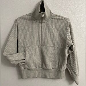 Varley Cyrus Half Zip Ribbed Gray Size Small